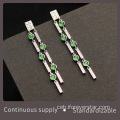 Ang Green Color Icy Jadeite Drops Earrings Alahas